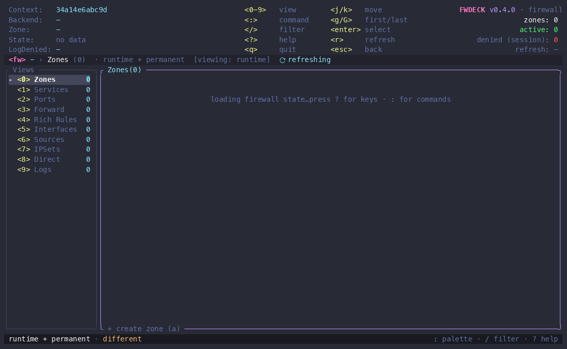 FWDeck demo — a risky change auto-reverts on the dead-man's-switch countdown